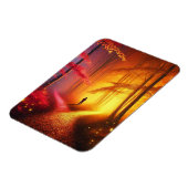 Enchanted Crossroads – Vibrant Autumn Forest Art P マグネット (左側)