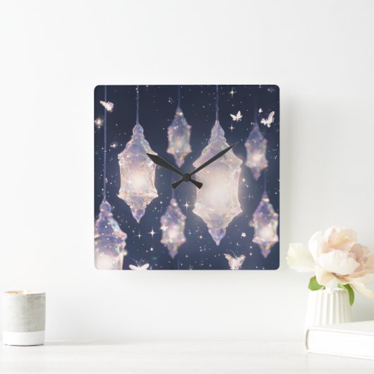 Enchanted Crystal Lanterns スクエア壁時計 (ホーム)