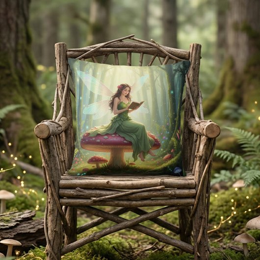 Enchanted Day Fairy Reading a Book クッション