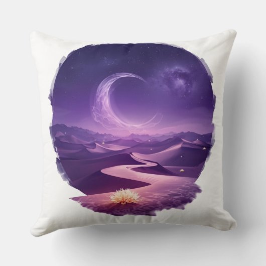 Enchanted Desert Mirage Artwork – Glowing Flowers クッション (裏面)