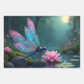 Enchanted Dragonfly Floral Set ラッピングペーパーシート (正面2)
