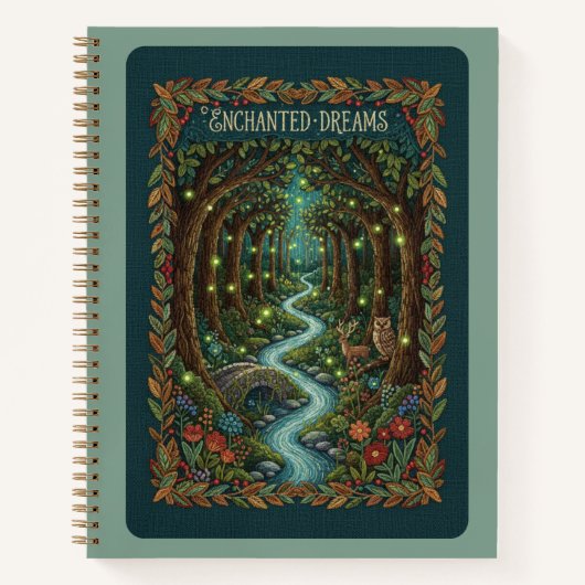 Enchanted Dreams Embroidered Mystical Forest  ノートブック (正面)