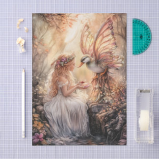 Enchanted Duck Fairy Girl Decoupage 薄葉紙