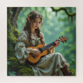 Enchanted  Elven Fairy Playing Ukulele ジグソーパズル (縦)