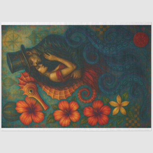 Enchanted Embrace – Fantasy Steampunk Decoupage 薄葉紙 (正面)