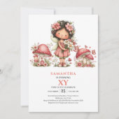 Enchanted Fairy 5th Birthday Blush Flowers Invites 招待状 (正面)