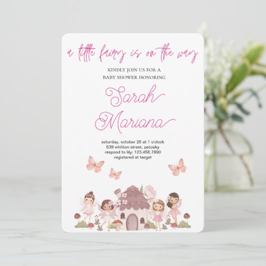 Enchanted Fairy Baby Shower 招待状 (スタンド正面)