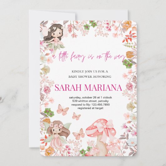 Enchanted Fairy Baby Shower  招待状 (正面)