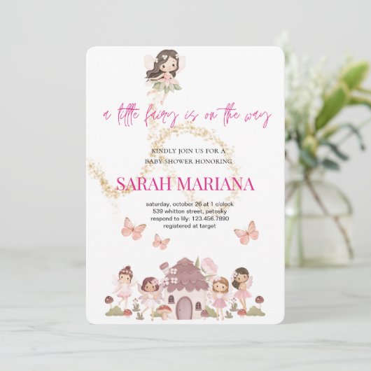 Enchanted Fairy Baby Shower 招待状 (スタンド正面)