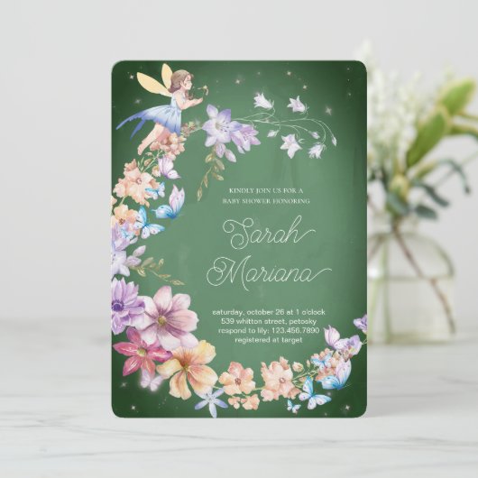 Enchanted Fairy Baby Shower 招待状 (スタンド正面)