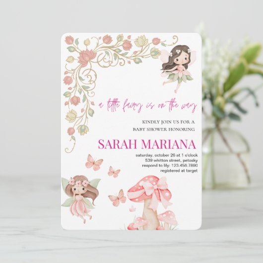 Enchanted Fairy Baby Shower  招待状 (スタンド正面)
