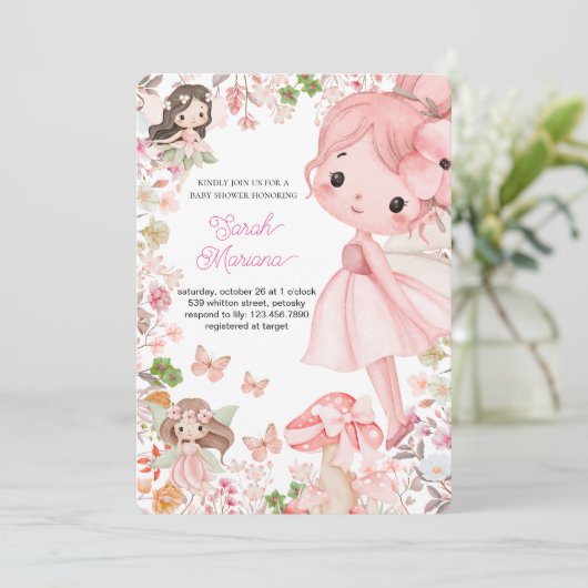 Enchanted Fairy Baby Shower 招待状 (スタンド正面)