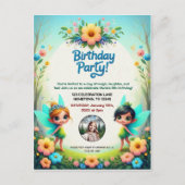 Enchanted Fairy Birthday Party Photo Invitation ポストカード (正面)
