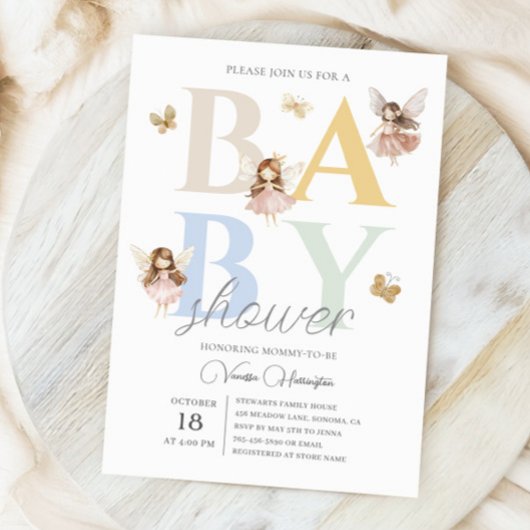 Enchanted Fairy Colorful Baby Shower 招待状