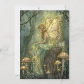 Enchanted Fairy First Birthday Forest Mushrooms 招待状 (正面)