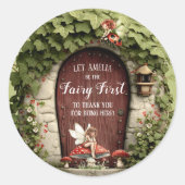 Enchanted Fairy First Birthday Thank You  ラウンドシール (正面)
