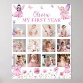 Enchanted Fairy Floral First Year Photo Milestone ポスター (正面)