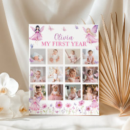 Enchanted Fairy Floral First Year Photo Milestone ポスター