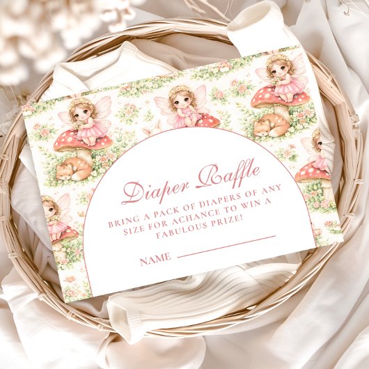 Enchanted Fairy Girl Baby Shower Diapper Raffle エンクロージャーカード