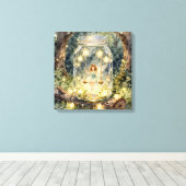 Enchanted Fairy in a Jar in a Magical Forest キャンバスプリント (インサイチュ (ウッドフロア))