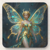 Enchanted Fairy in Gold and Turquoise  コースター (正面)