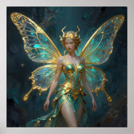 Enchanted Fairy in Gold and Turquoise  ポスター