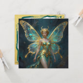 Enchanted Fairy in Gold and Turquoise Blank カード (正面/裏面インサイチュ)