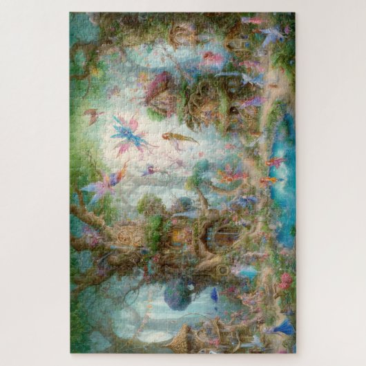 Enchanted Fairy Village Whimsical Fantasy ジグソーパズル (縦)