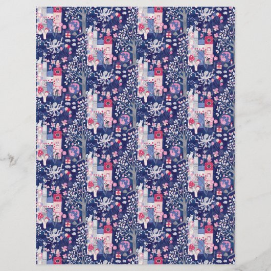 Enchanted Fairytale Books Blue Scrapbook Paper (裏面)