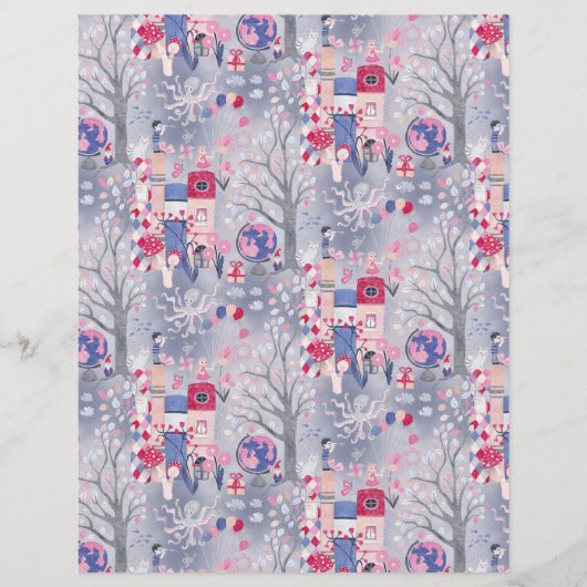 Enchanted Fairytale Books Gray Scrapbook Paper (正面)