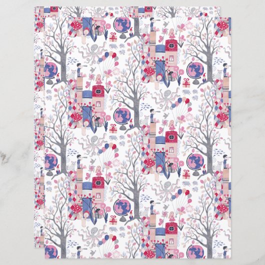 Enchanted Fairytale Books White Scrapbook Paper (正面/裏面)