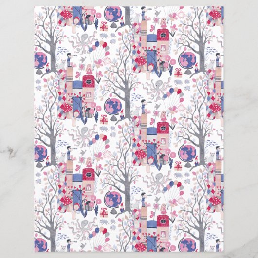 Enchanted Fairytale Books White Scrapbook Paper (正面)