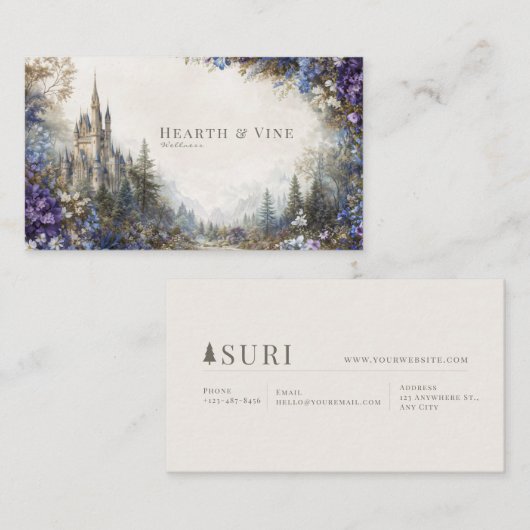 Enchanted Fairytale Castle Floral Mountain Valley 名刺 (正面/裏面)