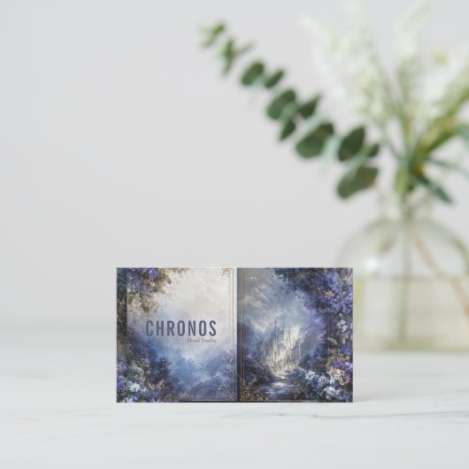 Enchanted Fairytale Castle Purple Floral Gold Mist 名刺 (スタンド正面)