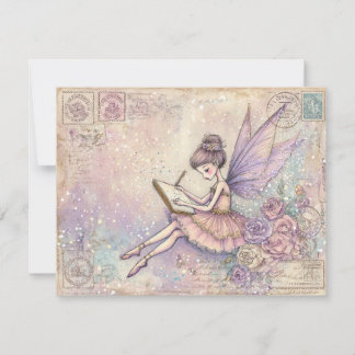 Enchanted fairytale Fairy Flat Holiday Card シーズンカード