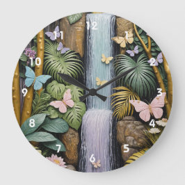 Enchanted Falls Oasis ラージ壁時計
