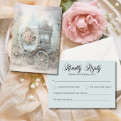 Enchanted Floral Carriage Fairytale Wedding Mail 出欠カード