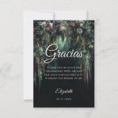 Enchanted Forest Arch Fairy Tale Green Quinceanera サンキューカード (正面)