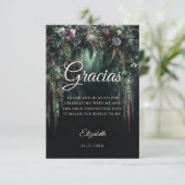 Enchanted Forest Arch Fairy Tale Green Quinceanera サンキューカード (スタンド正面)