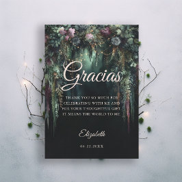 Enchanted Forest Arch Fairy Tale Green Quinceanera サンキューカード