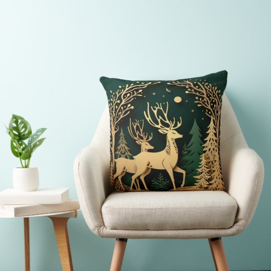 Enchanted Forest Arch – Golden Reindeer クッション (椅子)