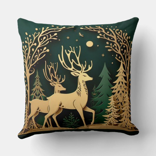Enchanted Forest Arch – Golden Reindeer クッション (裏面)