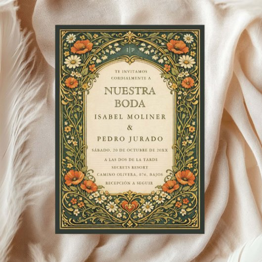 Enchanted Forest Art Nouveau Nuestra Boda Wedding 招待状