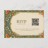 Enchanted Forest Art Nouveau RSVP with QR Code エンクロージャーカード (正面)