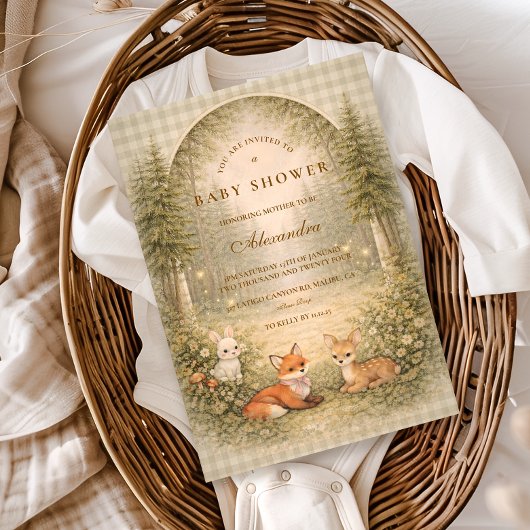 Enchanted Forest Baby Animals Baby Shower 招待状