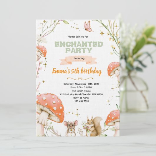 Enchanted Forest Birthday Invitation 招待状 (スタンド正面)