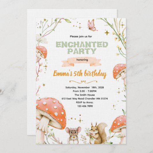Enchanted Forest Birthday Invitation 招待状 (正面/裏面)