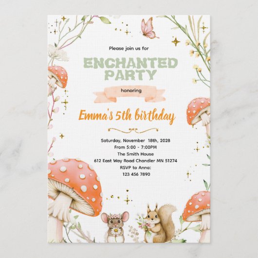 Enchanted Forest Birthday Invitation 招待状 (正面)