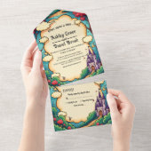 Enchanted Forest Castle Woodland Fairytale Wedding オールインワン招待状 (貼ってはがせる)