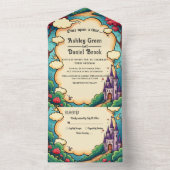 Enchanted Forest Castle Woodland Fairytale Wedding オールインワン招待状 (内側)